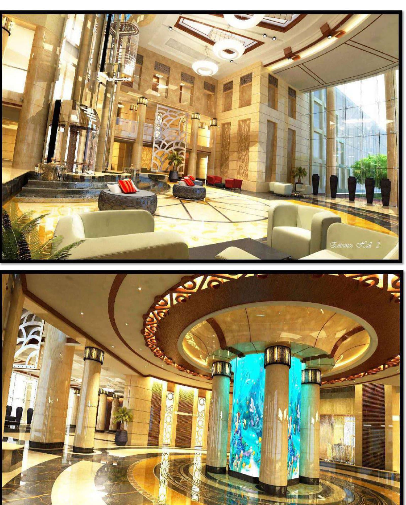 Qeshm International Hotel — grand lobby with central atrium